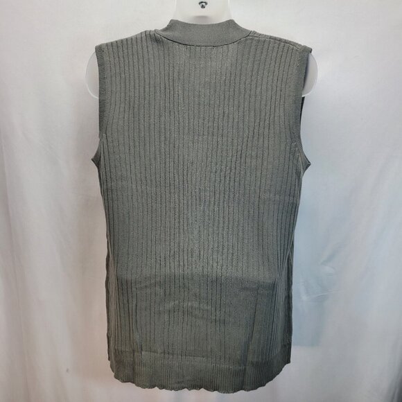 Turtle Bay NY Men's Gray Sweater Vest Sz L Grandpa Sleeveless Cardigan w/Pockets - Picture 2 of 6